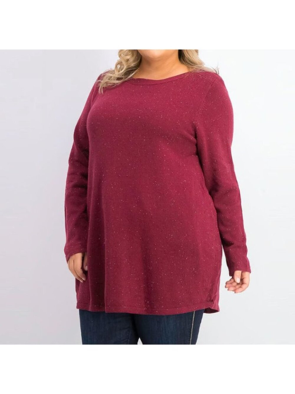 NWT Karen Scott Womens Red Speckled Tunic Sweater PLUS SIZE 1X